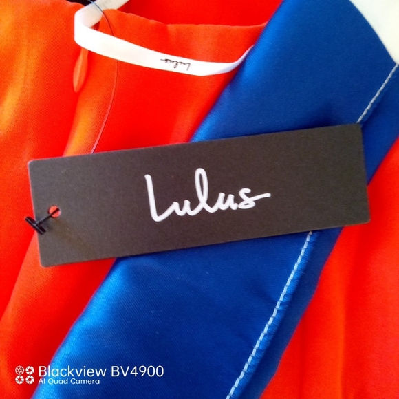 NWT Lulus joyful red orange colorful stripe tie back mini dress  XS - Picture 4 of 4